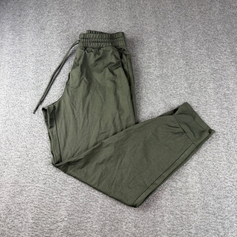 Uniqlo Jogger Pants Men's M Olive Green Elastic Drawstring Waist Cuffed Hem